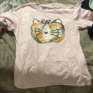 Pink and Orange Cartoon Cat Tee Short Sleeve